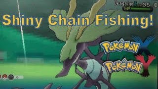 Pokemon X And Y - 3DS XL - Shiny / Consecutive Chain Fishing - Shiny Dragalge!