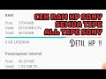 CARA CEK RAM/MEMORY SONY dan semua tipe hp