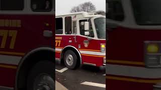 Bethpage Fire Department Engine 77 returning from smoke from a house