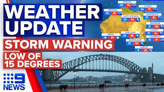NSW storm warning, Low of 15 in Melbourne | Weather | 9 News Australia
