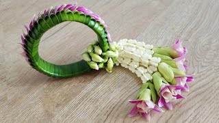 how to garland pandan orchid พวงมาลัยใบเตย