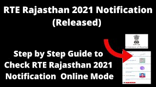 RTE Rajasthan 2021 Notification (Released) - How to Check Right to Education Rajasthan Notification