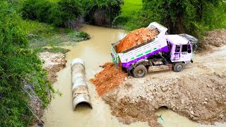 Draining And Fixing The Road To The Farm In County Side Operate By Excavator Crane Dozer \u0026 5t Truck