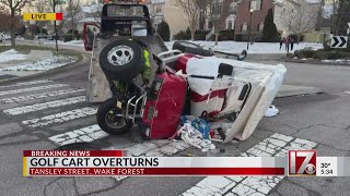 Golf cart overturns in Wake Forest