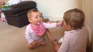 Twin Babies Fight Over Pacifier -   Funny Baby Videos 2021