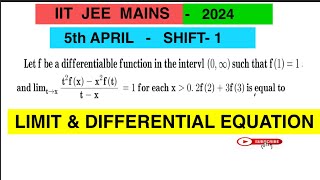 Let f be a differentiable function in (0,infinite)such that f(1)=1,lim t-x t2 f(x) -x2f(t)/(t-x)=1