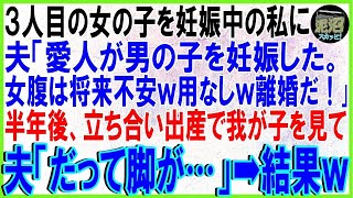 【スカッとする話】３人目の女の子を妊娠している私に離婚届を突き付ける夫「愛人が男の子を妊娠した。お前も娘達も用済みだから出て行け」半月後、出産に立ち会った夫は我が子を見て顔面蒼白。だって…【修羅場】