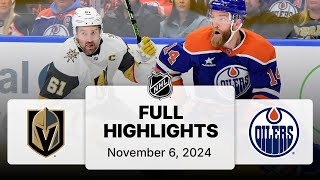 NHL Highlights | Golden Knights vs. Oilers | November 06, 2024