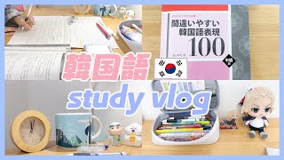 study vlog/ 一日中韓国語勉強 ＜タイムラプス＞/한국어 공부 브이로그/타임랩스