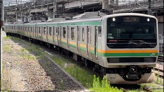 【E231系1000番台 OM入場回送】E231系1000番台ヤマU-587編成が大宮駅（13）に到着停車するシーン（回8633M）2022.7.11