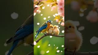 Cute birds enjoying spring