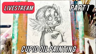 Starting my Wounded Cupid oil painting livestream - Part 1