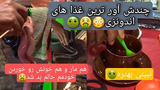 چندش آورترین،کثیف ترین و مزخرف ترین غذای خیابانی اندونزی🤮🤢(خوردن مار کبری)