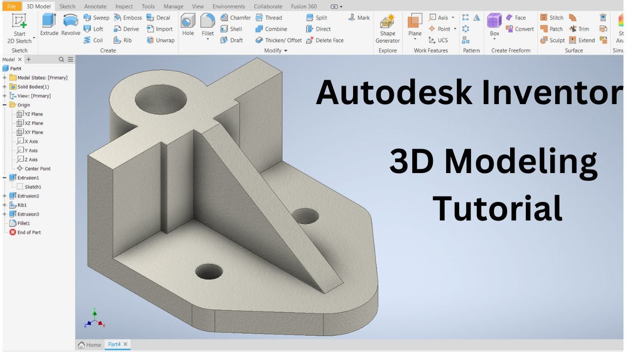 Autodesk Inventor Tutorial How To Create 3d Part Modeling Example 52