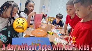 Surviving the day without Appa with our 7 kids| AMBW Couple Vlog #familyvlog #korean #아빠 #blasian