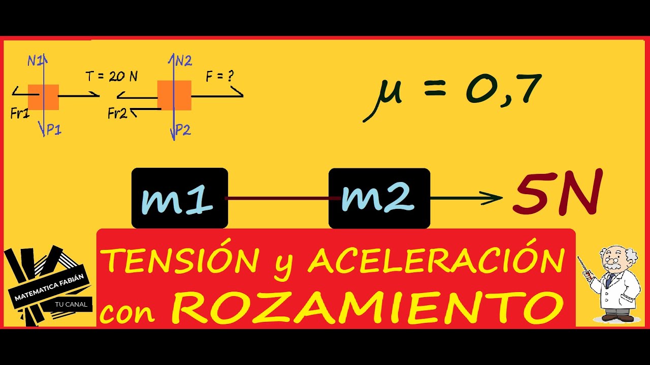 Calcular ACELERACIÓN Y TENSIÓN De La Cuerda Con ROZAMIENTO (paso A Paso ...