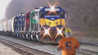 Train Goes By In Wildfire Smoke! CSX and NS Trains With Fallen Flags! Big NS Freight Train! + More!