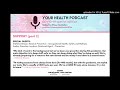 Your Health Podcast | COVID-19 | with special guests, Stéfanie Brisson and Audrey Durocher-Jourdain