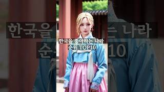 한국을 좋아하는 나라 순위 TOP10