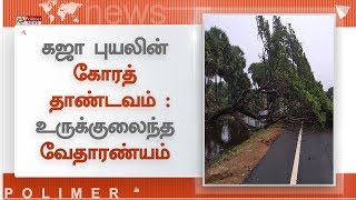 கஜா புயலின் கோரத் தாண்டவம் : நாகை மாவட்டம் வேதாரண்யம் மற்றும் சுற்றுப்புற கிராமங்கள் உருக்குலைந்து