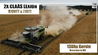 Gerste Dreschen in MV | 2x Claas Lexion 8700TT \u0026 770TT / -130ha Feld