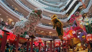 Acrobatic Lion Dance (双狮高桩表演 Múa Lân) by Khuan Loke 群樂 @1 Utama I CNY I (17/1/2019) (4k UHD)