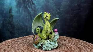 Ebros Fantasy Green Thumb Vintage Artichoke Dragon Statue Fairy Garden Collectible