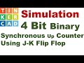 Tinkercad | Digital Electronics Practicals |18| 4 bit binary Synchronous counter using J-K Flip Flop