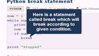 PYTHON Tutorial : Python break statement