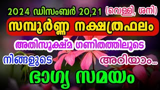 🔥🌹2024 ഡിസംബർ 20 ,21 സമ്പൂർണ്ണ നക്ഷത്രഫലം 🌹🔥| Mangattu Tharavadu || Malayalam Jyothisham ||