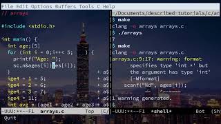 Arrays in C, an Emacspeak Tutorial (accessible programming tutorial w/ screen reader)