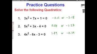 How to use Quadratic Formula mathscast