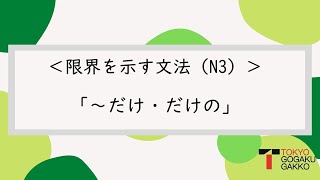 【N3文法】限界を示す文法「～だけ・～だけの」