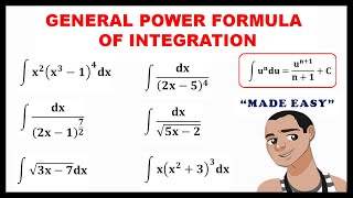 GENERAL POWER FORMULA OF INTEGRATION || CALCULUS