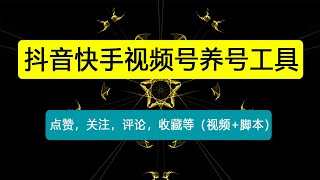 抖音快手视频号养号工具：点赞，关注，评论，收藏等（视频+脚本）