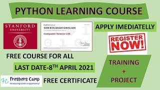 Python Free Training With Project by Stanford University | Step by Step apply process & test answer