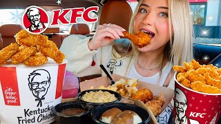 Eating KFC Festive Feast Mukbang!! Fried Chicken, Mac \u0026 Cheese \u0026 more!