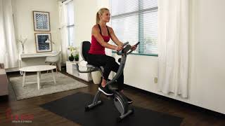 Sunny Health & Fitness Folding Magnetic Semi Recumbent Upright Bike, Comfort XL with High Weight