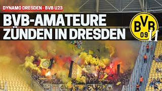 BVB-AMATEURE zeigen PYRO-SHOW in Dresden | Dynamo Dresden - Borussia Dortmund U23 (03.09.2022)