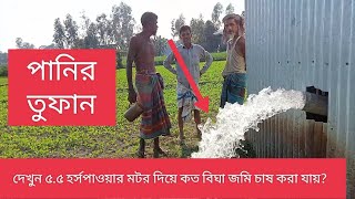 ৫.৫ হর্সের ইলেকট্রিক শ্যাফট মটর দিয়ে কত বিঘা জমি চাষ করা যায়।#waterpump #motor #bangla #irrigation