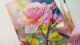 🌹Роза АКВАРЕЛЬЮ //Rose WATERCOLOR .🌹