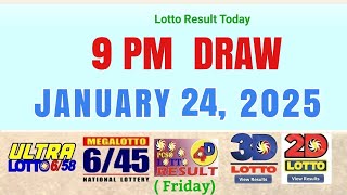 Lotto Result Today 9pm draw January 24, 2025 Swertres Ez2 Pcso