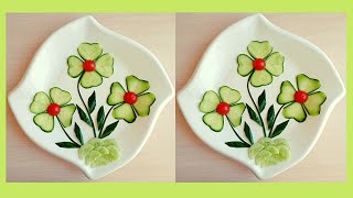 Beautiful Salad Decoration Ideas\ Tomato and Cucumber Plate Decoration\Easy Salad Carving Garnish