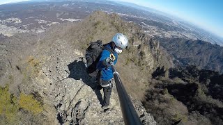 丁須の頭（裏妙義）鎖場 セルフビレイ　2023.2.22 Chousu-no−kashira(Mt.Myougi/Gunma/Japan) chain scrambling