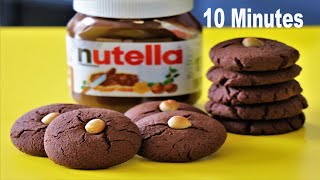 10 Minutes \u0026 3 Ingredients Cookies | Atta Brownie Cookies | Wheat Flour Nutella Cookies