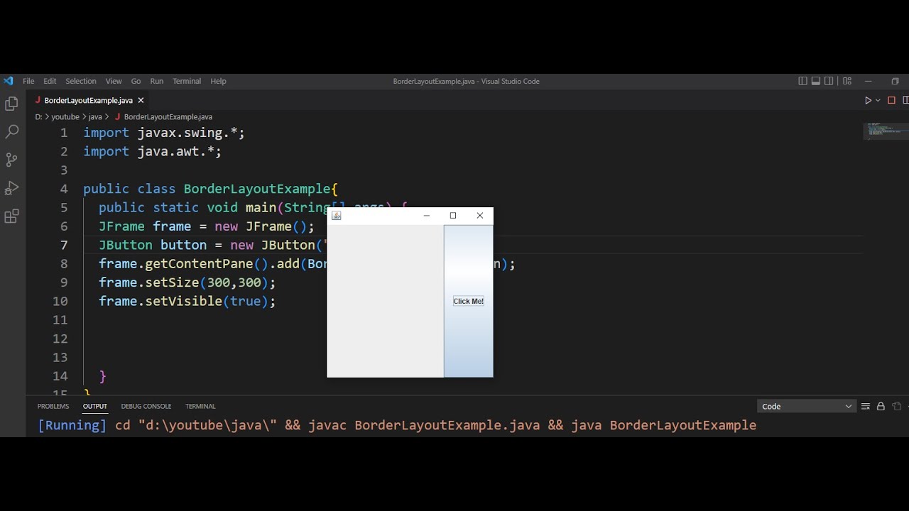 Borderlayoutexample In Java Swing Youtube
