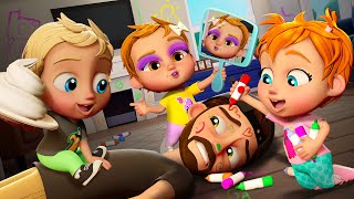 CRAZY BABiES CARTOONS!!  Adley Niko & Navey eat Baby Puffs and troll Dad into so