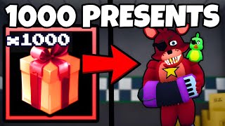 OPENING 1000 SEASON PRESENTS ON CAMERA in Roblox Five Nights TD (FNTD)