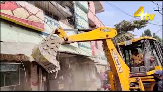 GHMC demolition drive against illegal structures at First lancer As per Court Order | 4tv News