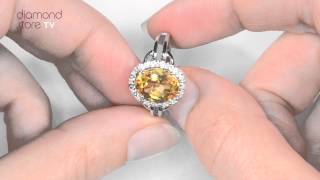 E5856 - Citrine 2.44ct and Diamond 9K White Gold Ring